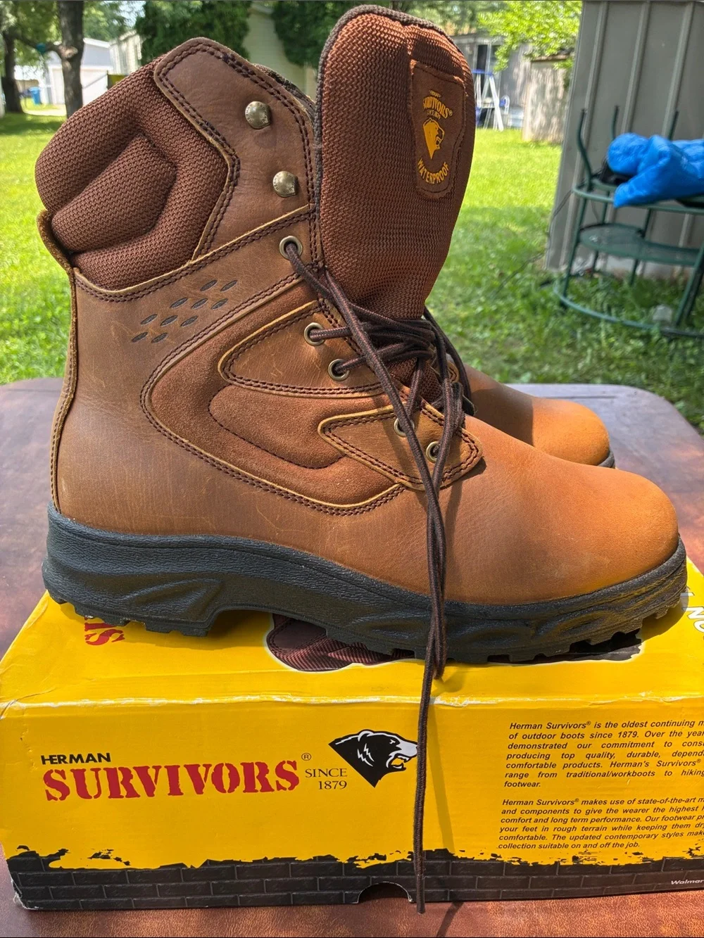 Waterproof Brown Men's Boat-Style Work Boots